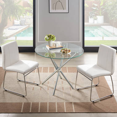 Round glass kitchen discount table and chairs set